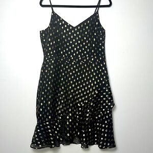 Banana Republic Black and Gold Polka Dot Party Dress 10